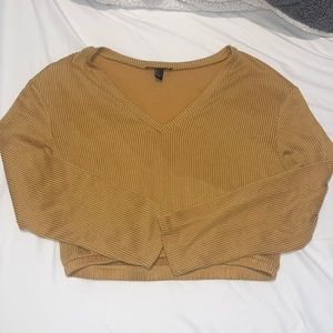 Gold Long-Sleeve Cropped Top